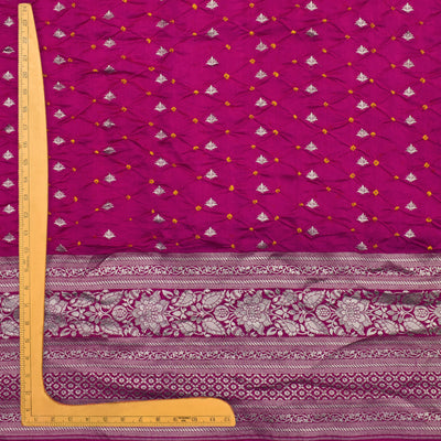 Rani Thakkali Bandhani Silk Fabric with Small Zari Butta Design