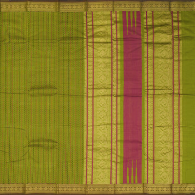 Samanga Green Kanchi Cotton Saree with Kattam Design