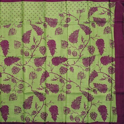 Apple Green Tussar Silk Saree with Small Butta Leaf Design