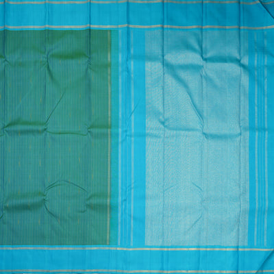 Blue and Green Dual Tone Kanchipuram Silk Saree with Rain Drops Design
