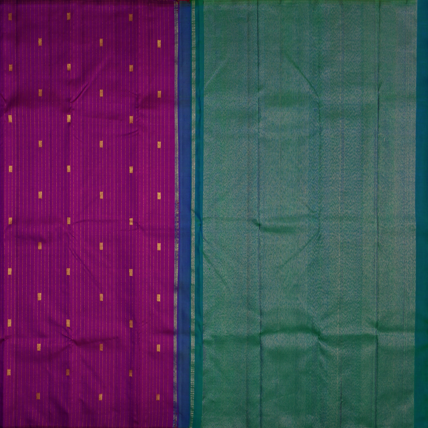 Magenta Kanchipuram Silk Saree with Muthu Seer Lines Design