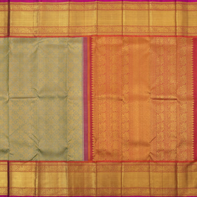 Light Brown Kanchipuram Silk Saree with Zari Creeper Design