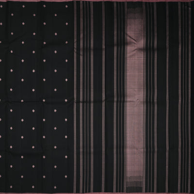 Black Kanchipuram Silk Saree with Small Thread Butta Design