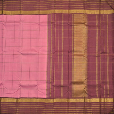 Peach Kanchipuram Silk Saree with Big Kattam Design