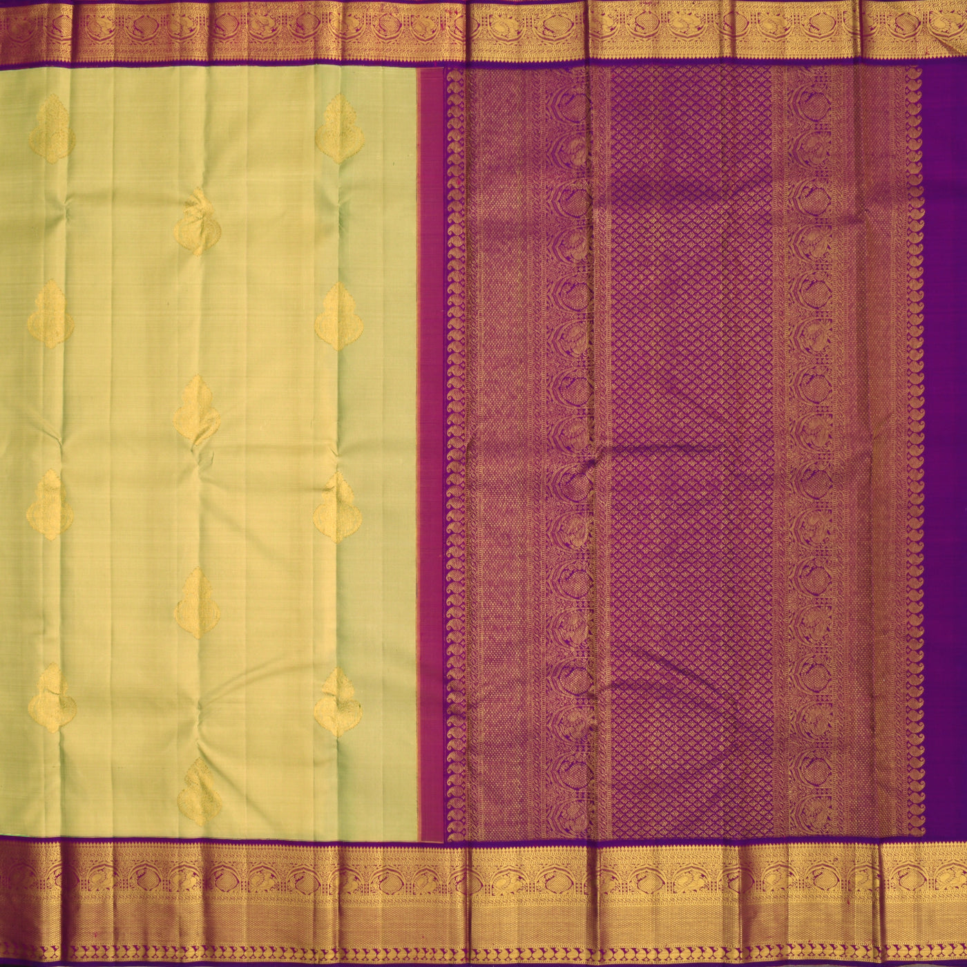 Off White Kanchipuram Silk Saree with Zari Butta Design