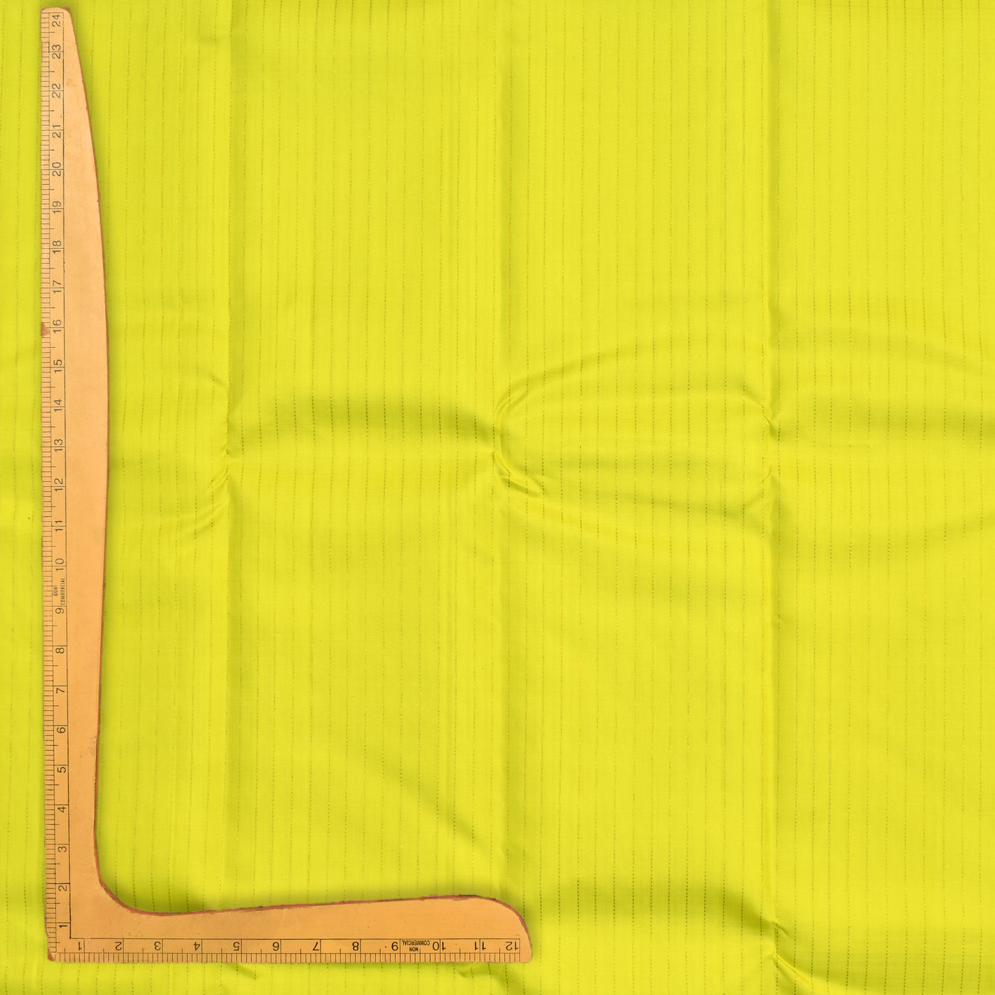 Yellow Kanchi Silk Fabric with Muthu Zari Lines Design