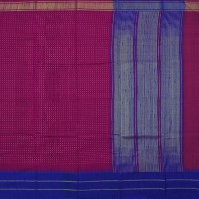 Rani Pink Tussar Silk Saree with Dots and Stripes Design