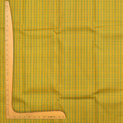 Mustard Kanchi Silk Fabric with Small Checks Design