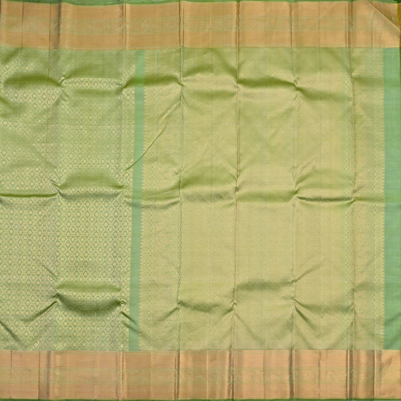 Pista Green Kanchipuram Silk Saree with Creeper Design