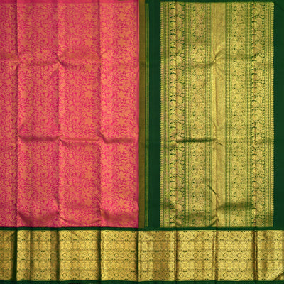 Rani Orange Kanchipuram Silk Saree with Creeper Design