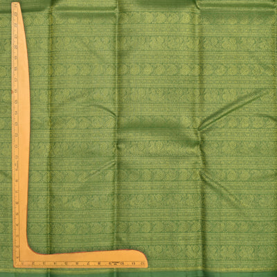 Elaka Green Kanchi Organza Silk Fabric with Mango Butta and Annapakshi Design