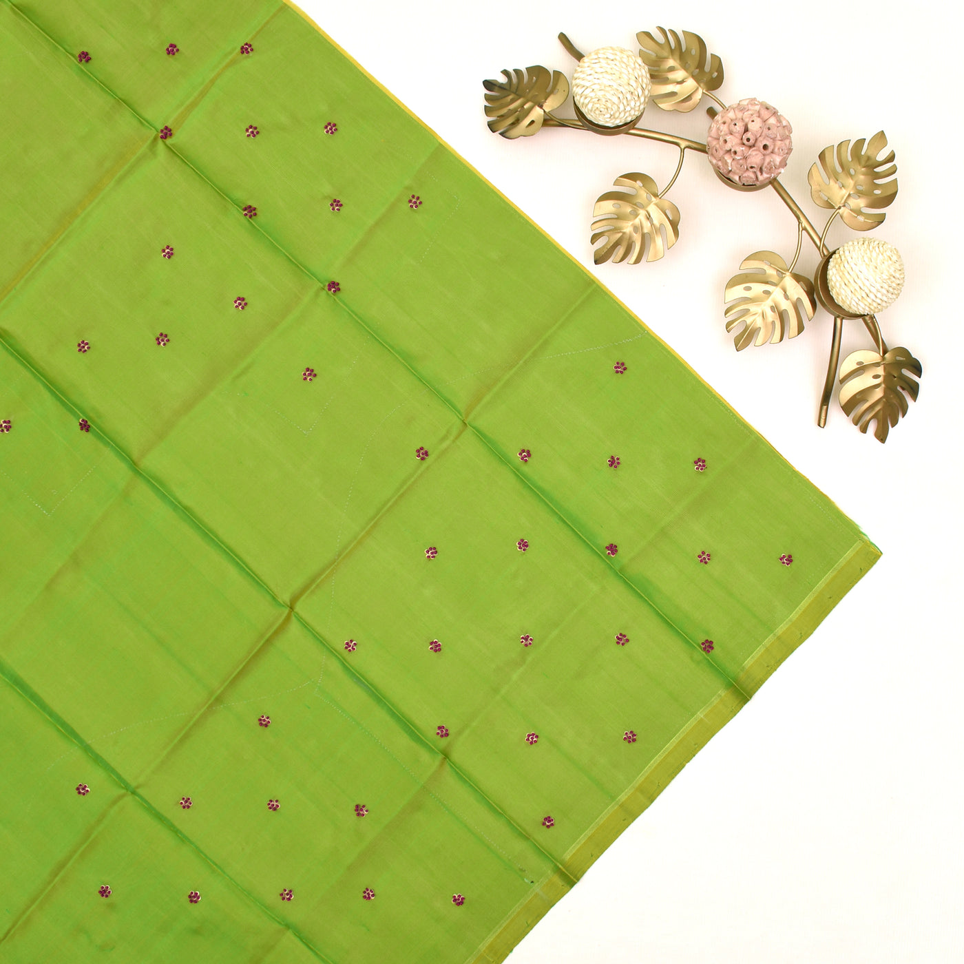 Rani pink Georgette with Green kanchi Silk Saree