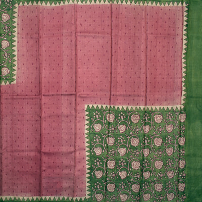 Onion Pink Tussar Silk Saree with Small Butta Design