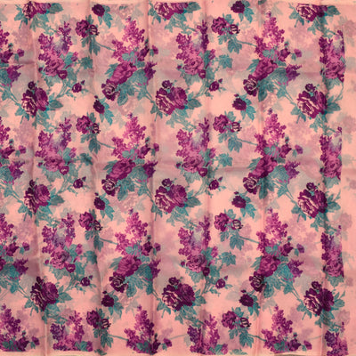 Peach Organza Saree with Floral Printed Design