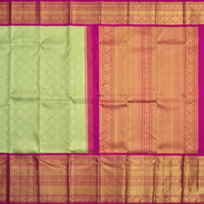 Pista Green Kanchipuram Silk Saree with Zari Flower Design