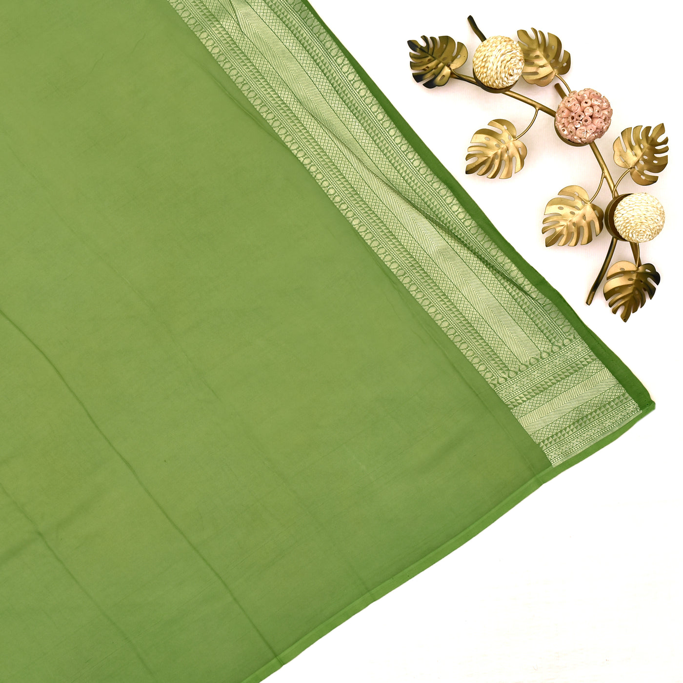 Chutney Green Georgette Banarasi Silk Saree