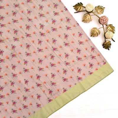Baby Pink Organza Silk Embroidery Saree
