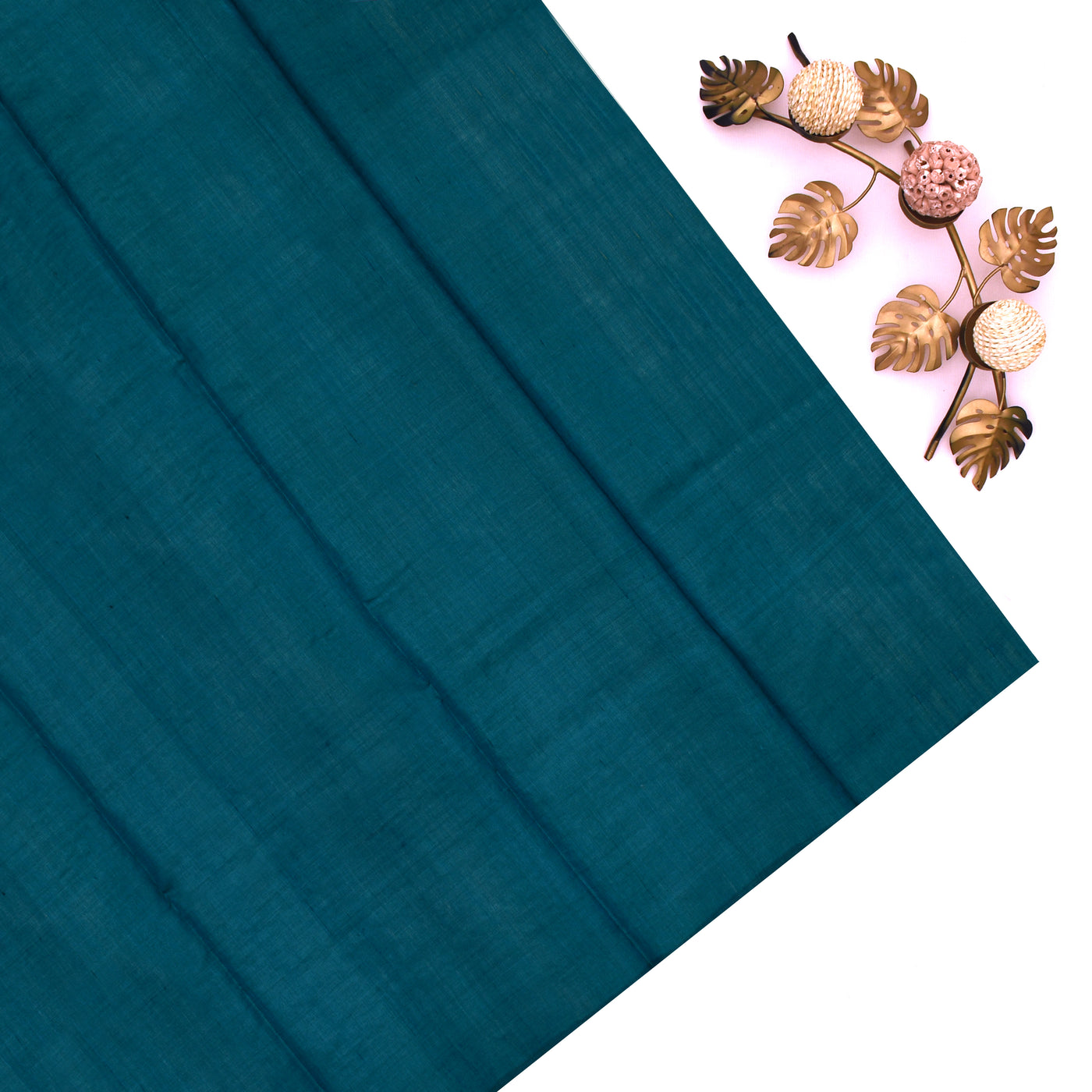 Peacock Blue Tussar Silk Saree with Stripes Design
