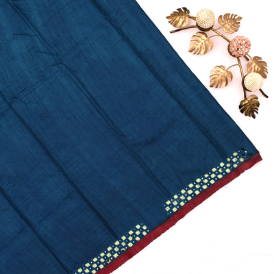 Maroon Tussar Silk Saree with Floral Printed Design