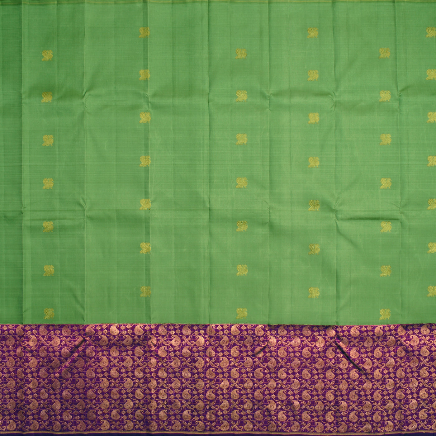 Apple Green Kanchipuram Silk Saree with Annam Butta Design