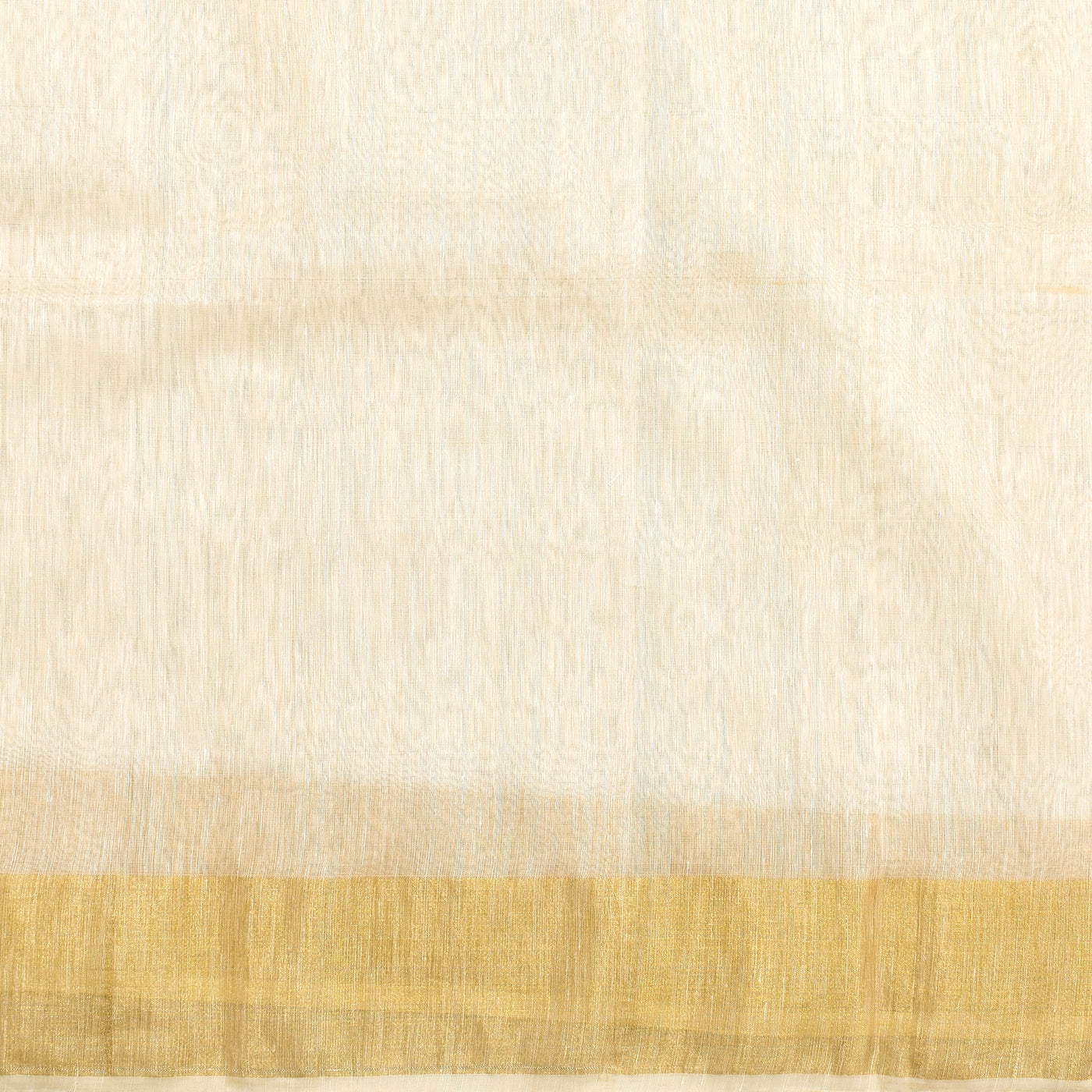 White Linen Saree With Multi Thread Zari Pallu And Blouse (4575462260849)