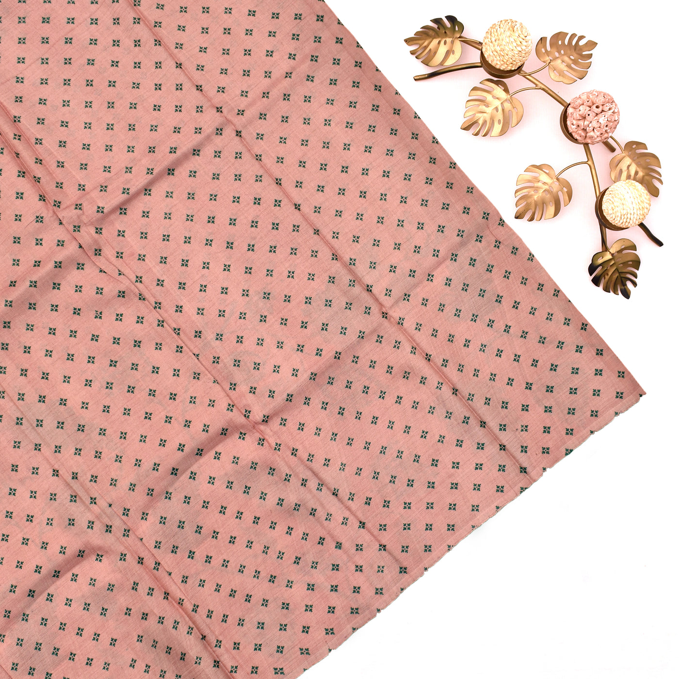 Onion Pink Tussar Silk Saree with Small Butta Leaf Design