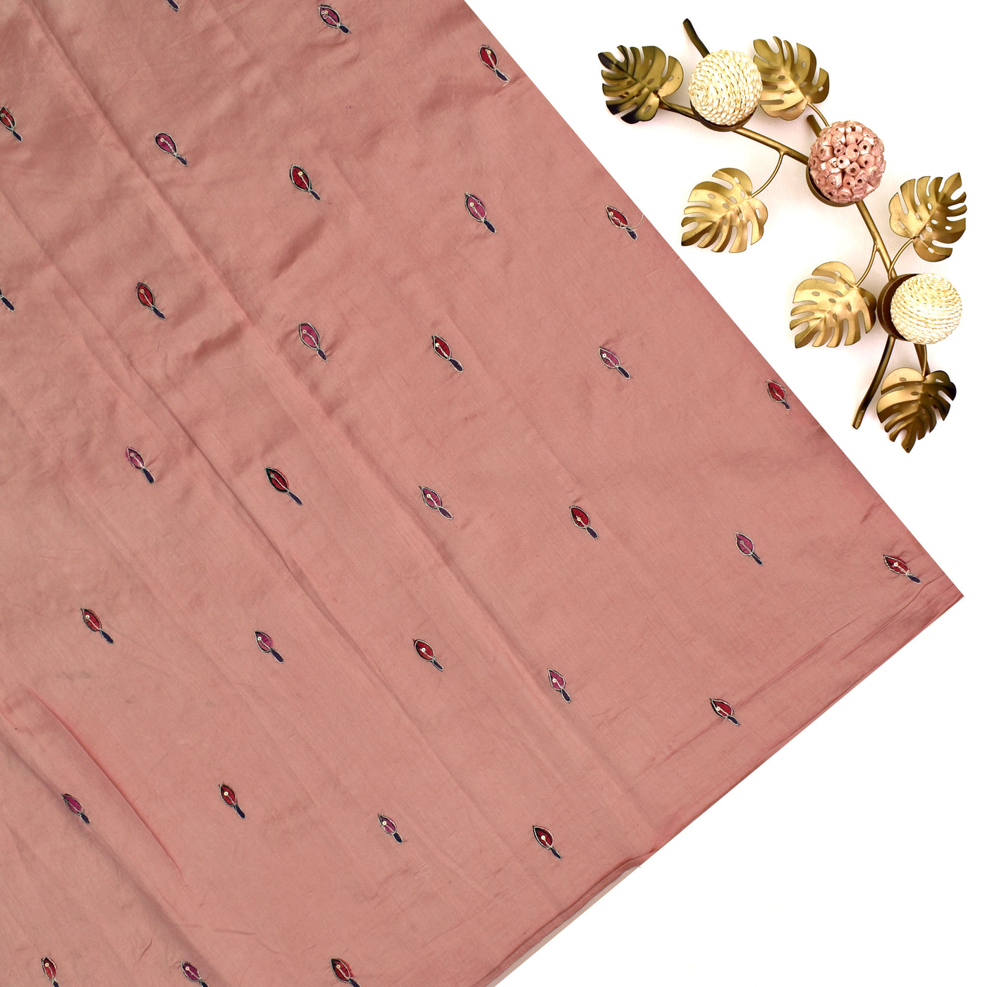 Onion Pink Organza Silk Saree with Floral Sequins Design