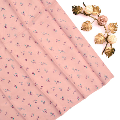 Peach Organza Saree with Floral Printed Design