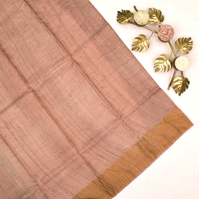 Onion Pink Printed Tussar Saree with Floral Design