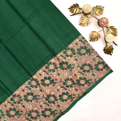 Green Tussar Silk Saree with blouse
