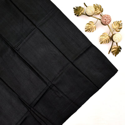 Black Tussar Printed Saree with Plain Blouse