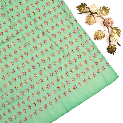 Off White Organza Silk Embroidery Saree with Rexona Floral Printed Blouse