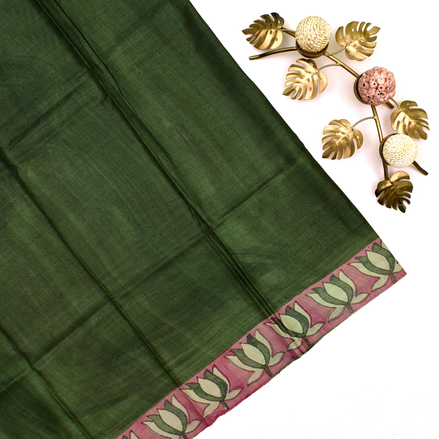 Onion Pink Tussar Silk Saree with blouse