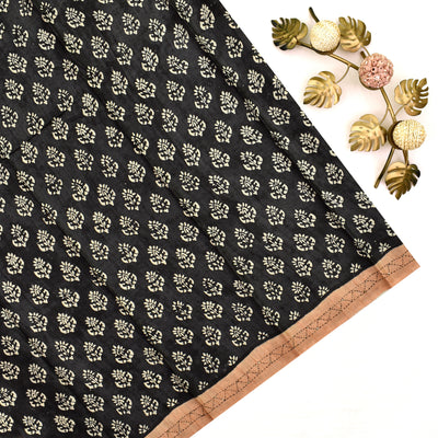 Light Peach Tussar Silk Saree with small print blouse
