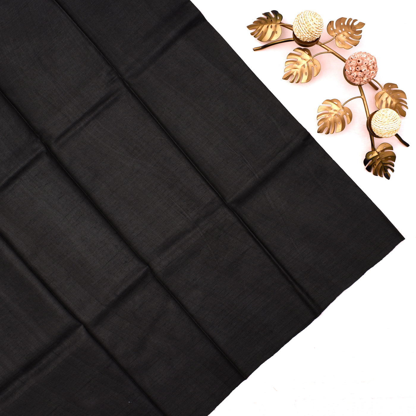 Black Tussar Silk Saree with Tree Butta Design