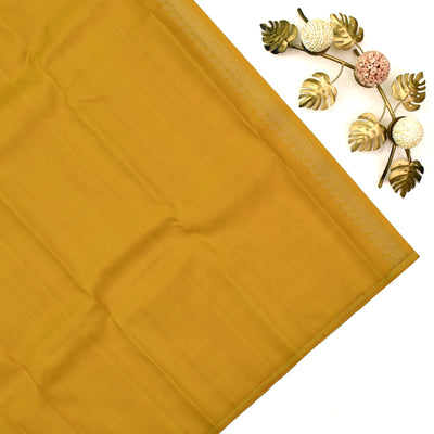 V Pakku Kanchipuram Organza Silk Saree with Oil Mustard Getti Self Pallu