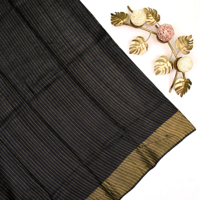 Black Tussar Silk Saree with black blouse