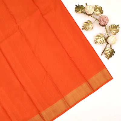 Pink Kanchi Silk saree with Orange Pallu and Blouse
