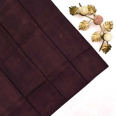 Brown Tussar Printed Saree with Plain Blouse
