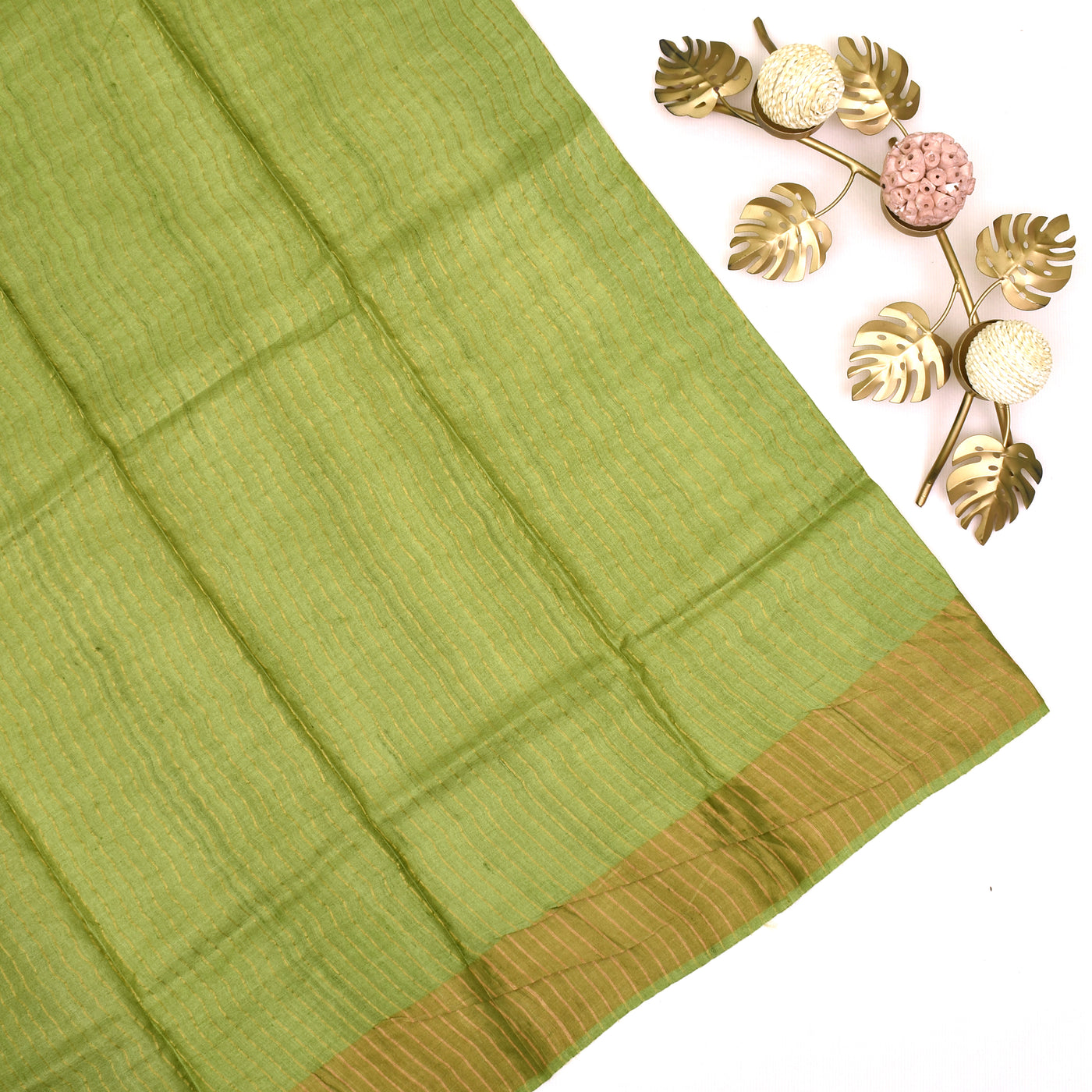 pure tussar printed saree with green blouse