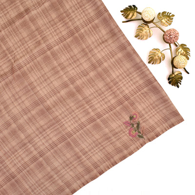 Peach Organza Silk Embroidery Saree with Floral Printed