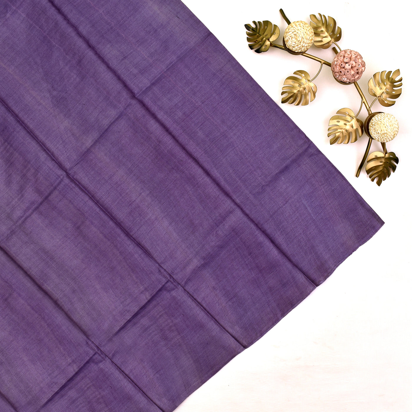 Lavender Tussar Silk Saree with plain blouse