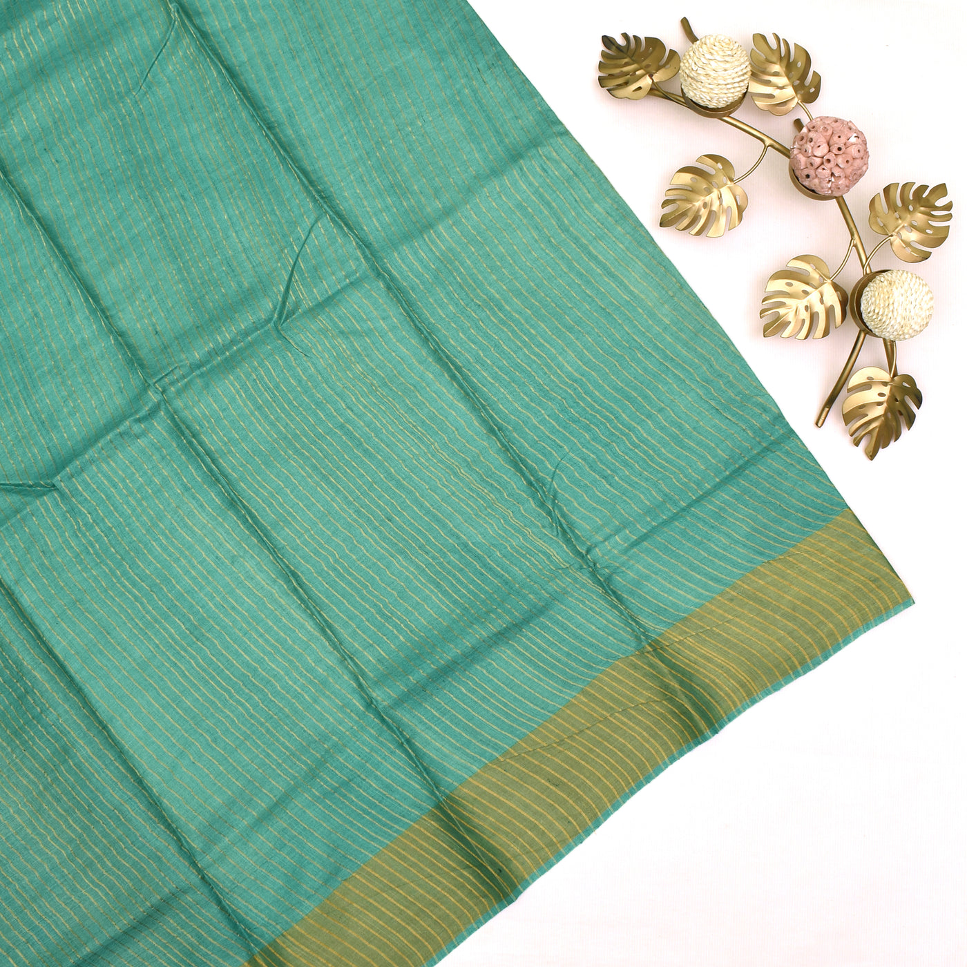Tussar Printed Saree with turquoise blue blouse 