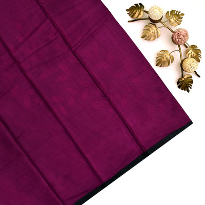 Black Tussar Silk Saree with Leaf Printed Design