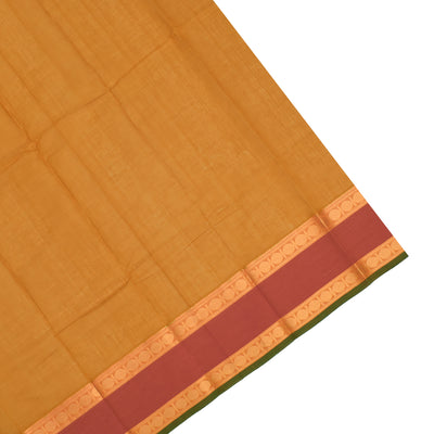 Mustard Kanchi Cotton Saree with Stripes Design