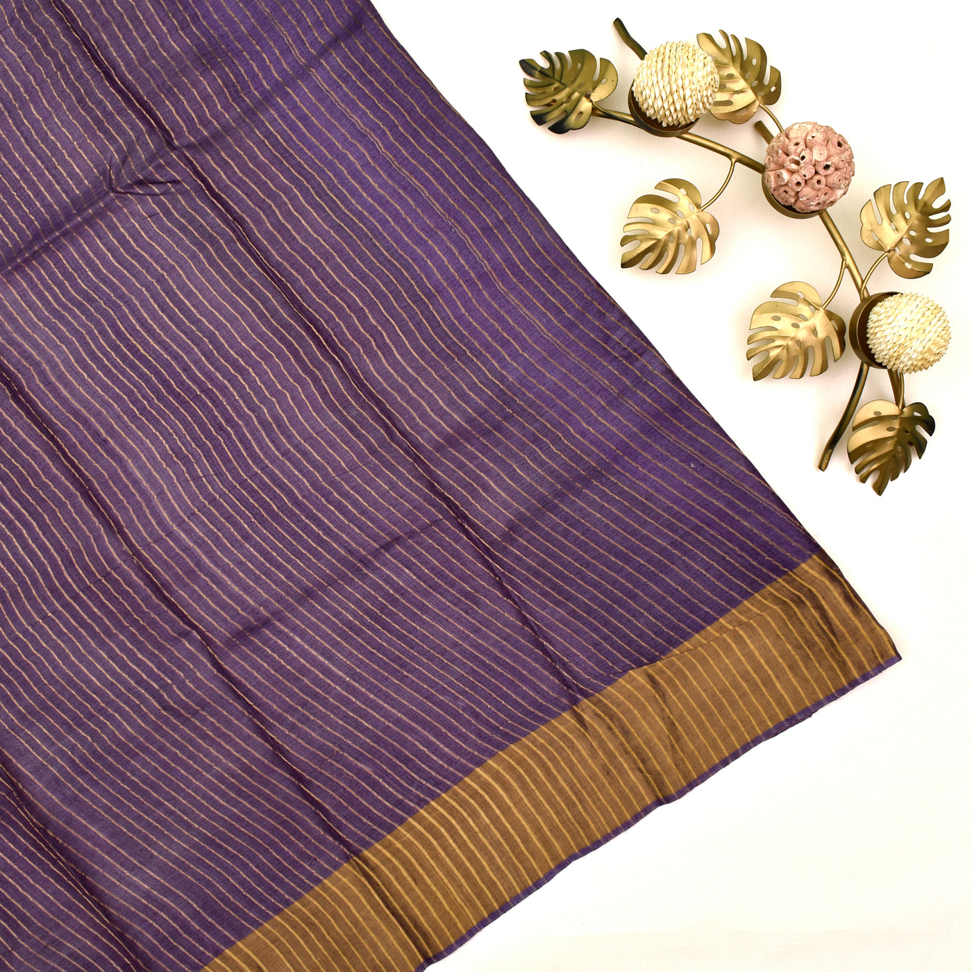 tussar silk saree with violet blouses