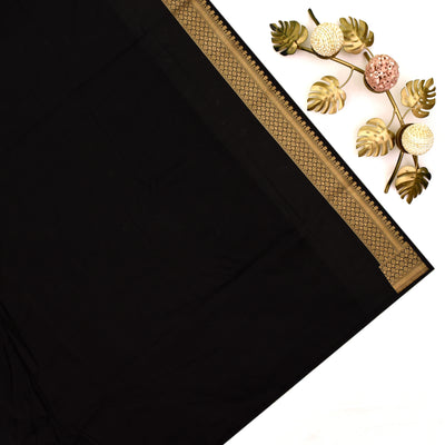Black Banarasi Silk Saree with Zari Stripes Design