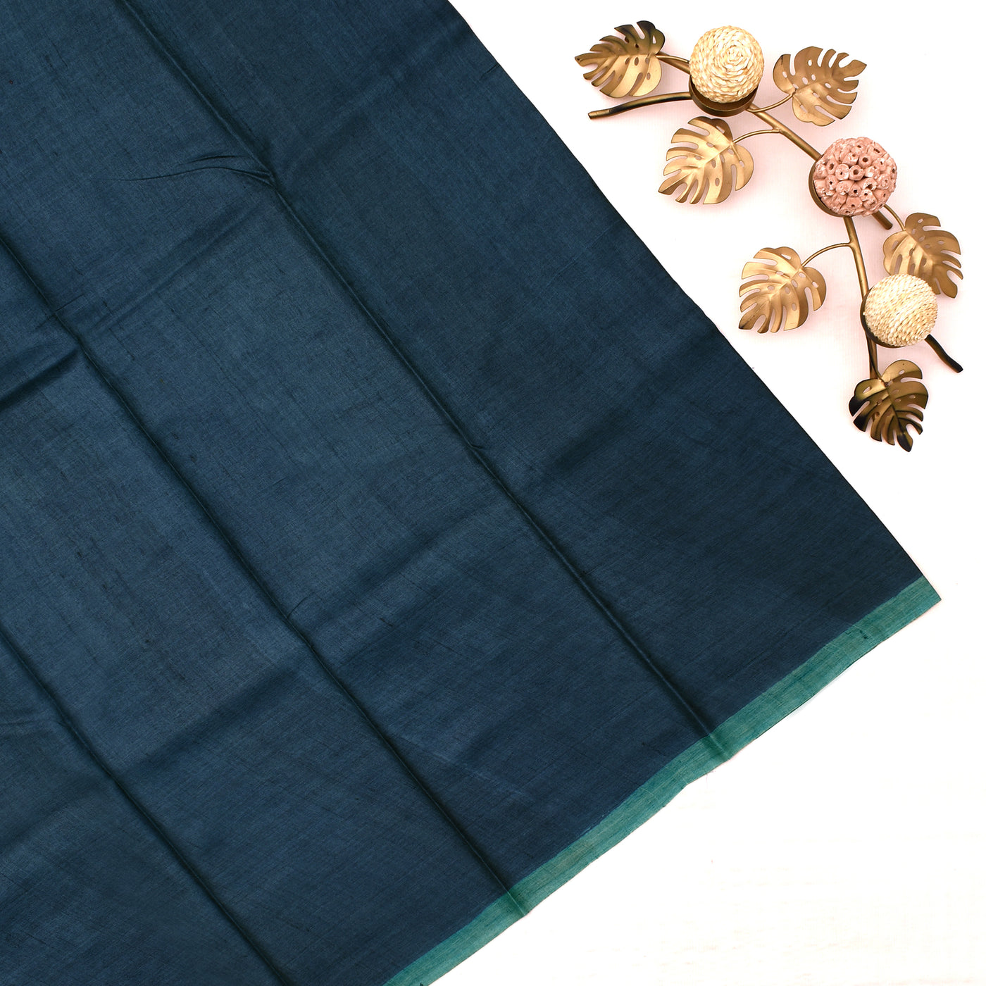 Blue Tussar Silk Saree with Small Printed Design