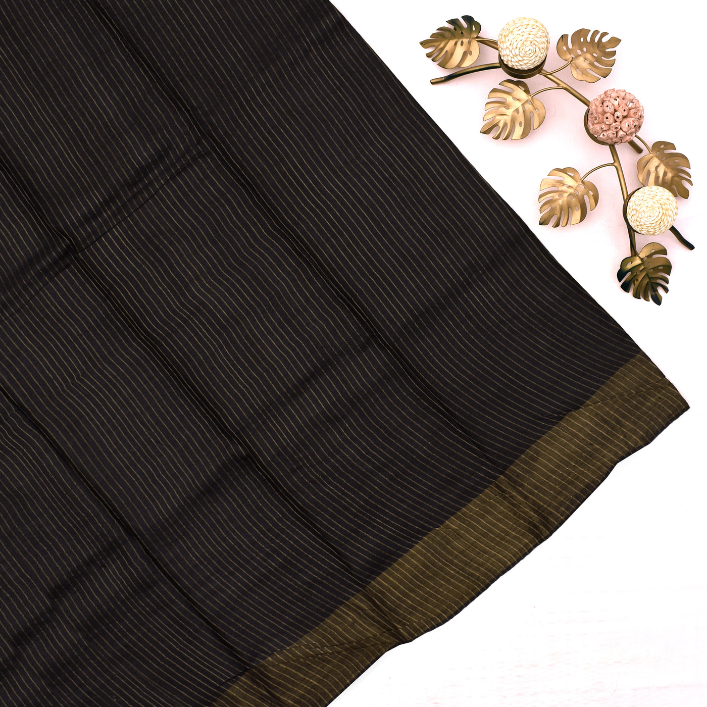 Black Tussar Silk Saree with Small Printed Design