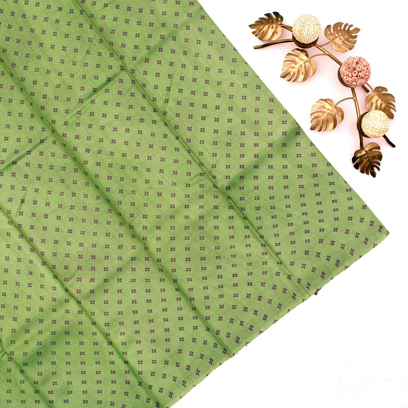 Apple Green Tussar Silk Saree with Small Butta Leaf Design